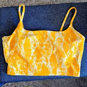 Carbon 38 Yellow Snakeskin Print Sports Bra Longline Size M